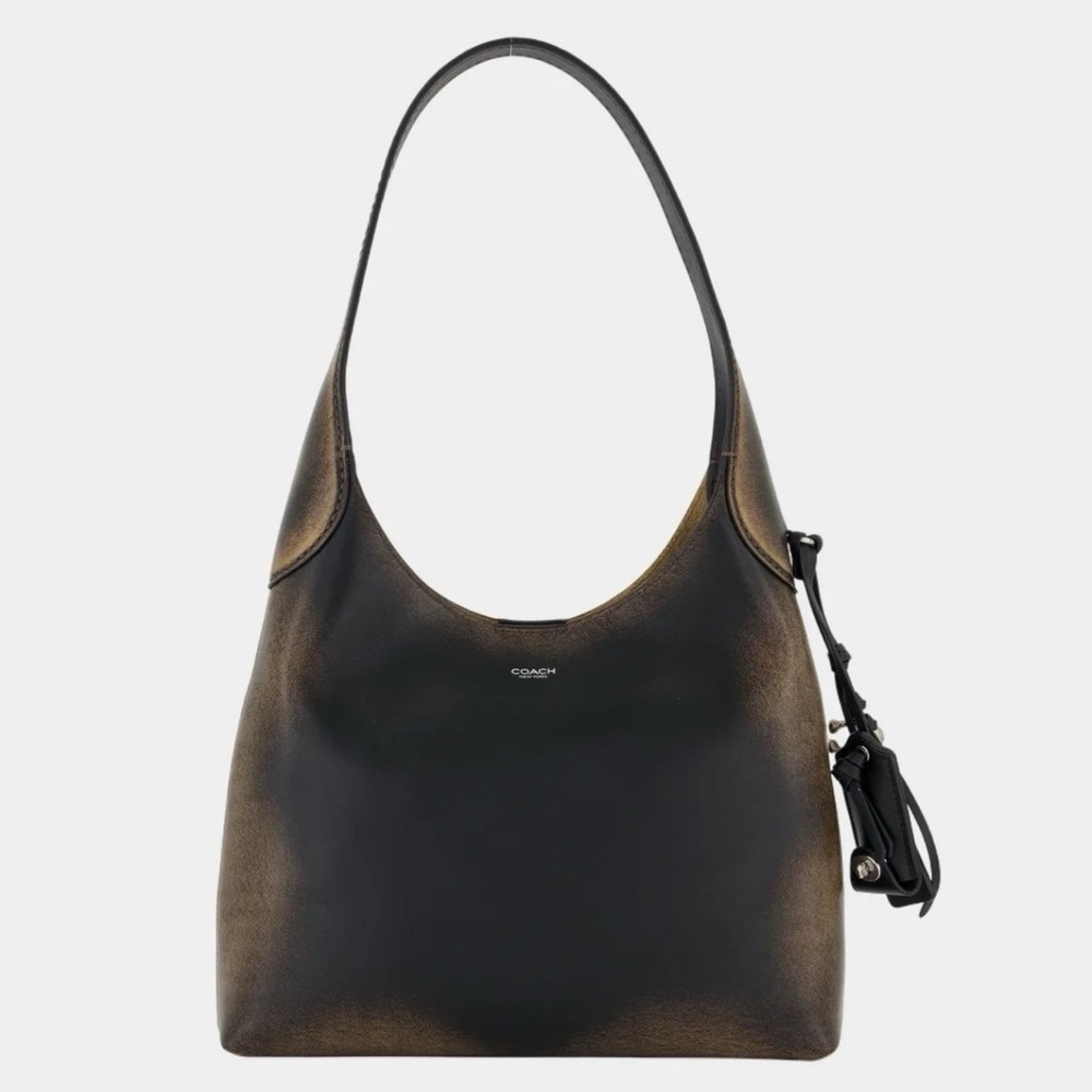 Coach Brooklyn Shoulder Bag 28 with Charms in Loved Leather Lh/Black/Brown NWT